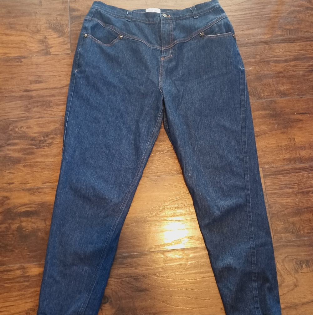 Unique Vintage Dark Denim High Waisted Cigarette Pants Jeans